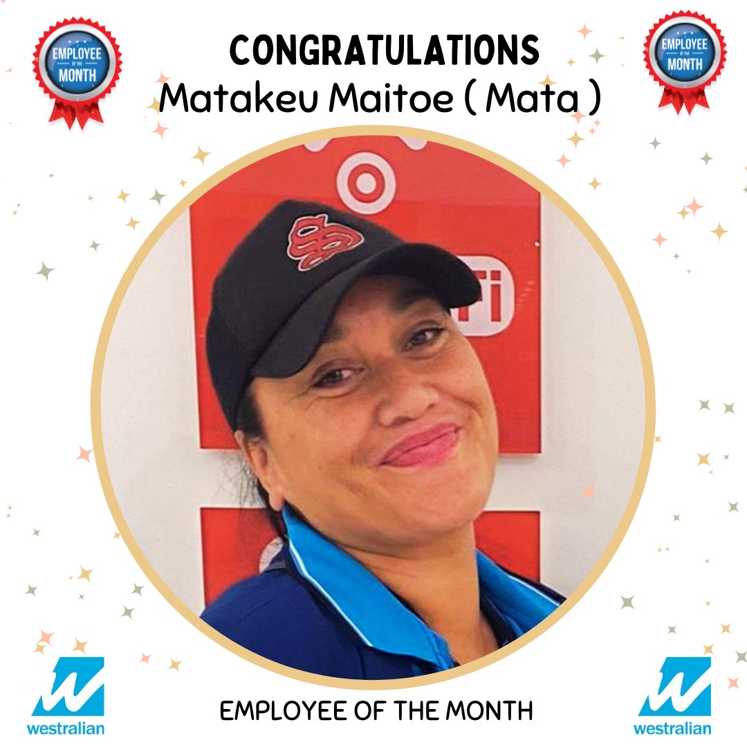 Employee of the Month award for Matakeu (Mata) Maitoe